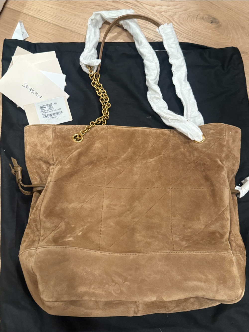 Authentic Saint Laurent Women's Jamie Suede Drawstring Tote Bag - Picture 9 of 15